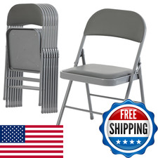 Dumos 8 Pack Folding Chairs Padded Cushion And Back - Pu Leather Stackable