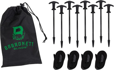   All-Terrain Ground Stake Kit, 8 Threaded Tip Stakes, 4 Tie-Downs, Carry Bag, B