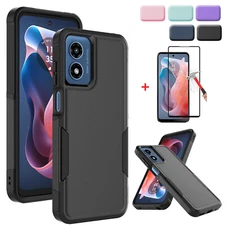 For Motorola Moto G Play 2023 2024 Phone Case Heavy Duty Cover + Tempered Glass
