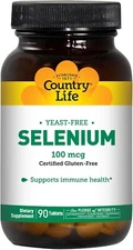 Country Life Selenium 100 mcg, Yeast Free - 90 Tablets. Certified Gluten Free