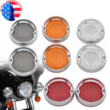 4 Color 3-1/4" Turn Signal Light Bezels Trim Rings Lens For Harley Touring 86-up