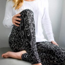 Best Friend - Cats & Dogs Print Soft Black Leggings -Adult & Kids Sizes