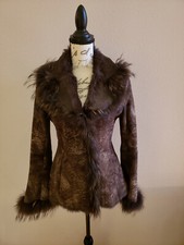 Jessica Wilde Genuine Rabbit Fur Shearling Coat Jacket