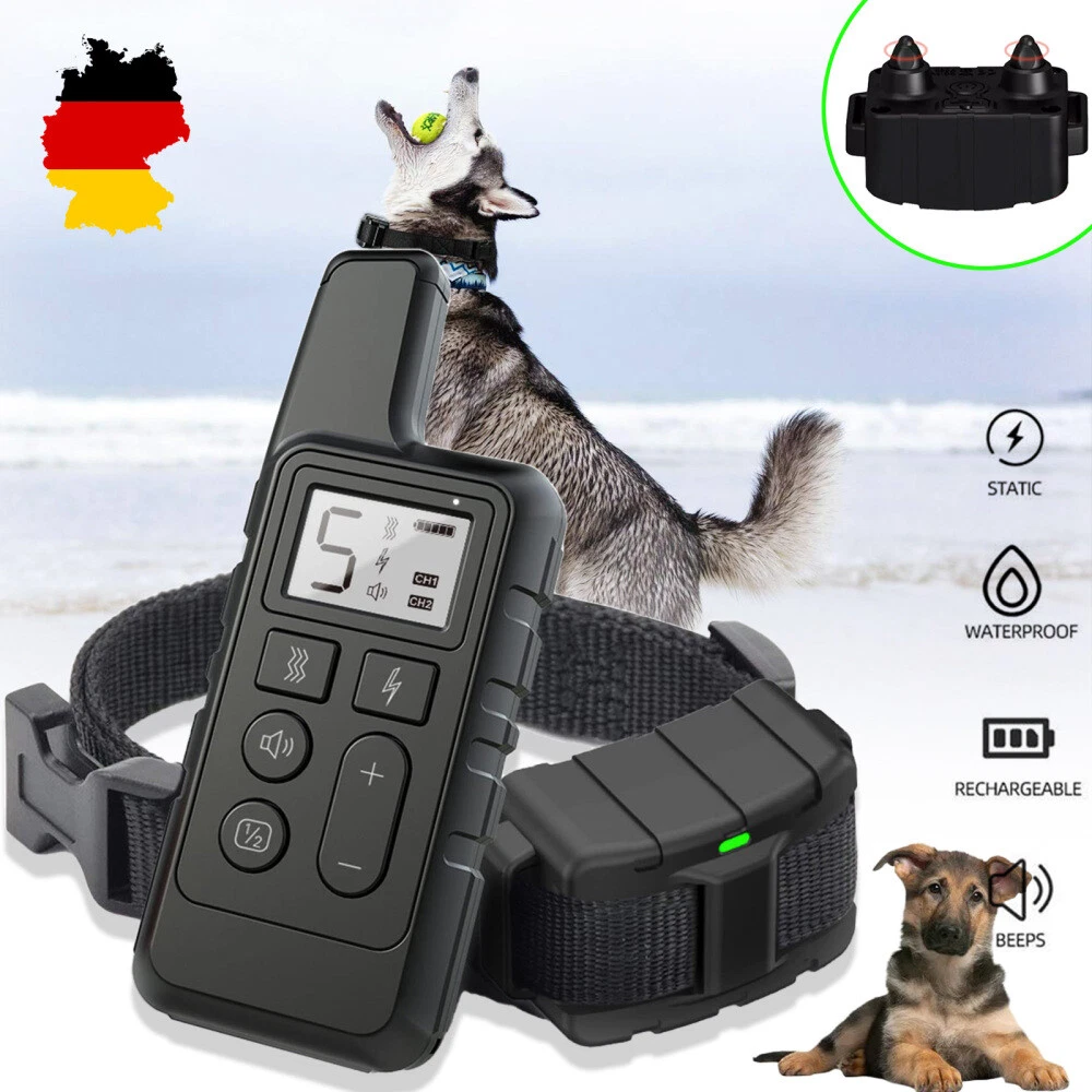 Wiederaufladbares E-Halsband Fr Hunde  LCD Fernbedienung, Wasserdicht