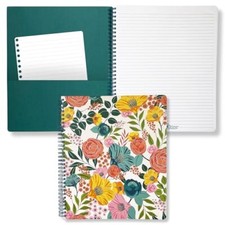 Steel Mill  Co Cute Large Spiral Notebook College Ruled, Garden Blooms Cream 