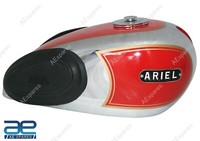 Ariel 350Cc Kraftstofftank Petrol Stahl Chrom & Rot Lackiert Vorn + Zierkeil