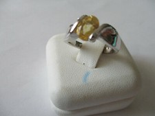 Sterling silver single stone synthetic Citrine oval cut stone strong band size 7