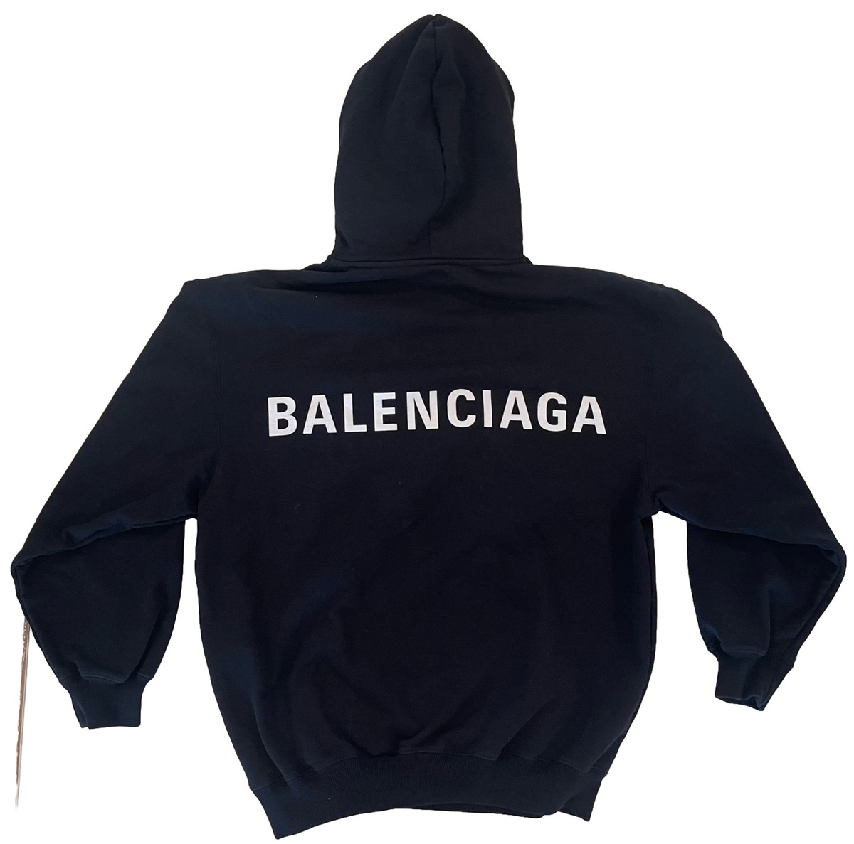 BALENCIAGA BACK LOGO PRINT BLACK HOODIE WOMEN'S SIZE SMALL BALENCIAGA BACK LOGO PRINT BLACK HOODIE WOMEN'S SIZE SMALL