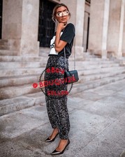 ZARA NEW WOMAN SEQUINNED TROUSERS MID WAIST PANT BLACK XS-XXL 2731/268