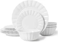 PREMIUM QLTY Plates and Bowls Sets, 12 Piece Dinnerware Sets Bone China for gift
