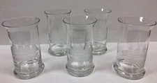 Hand Blown Hand Cut Clipper Ship Toscany Romania Set Of 5 Glasses Beer Glasses