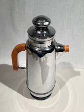 London & Brighton Chrome Plated Cocktail Shaker w/ Caramel Catalin Fittings, MCM