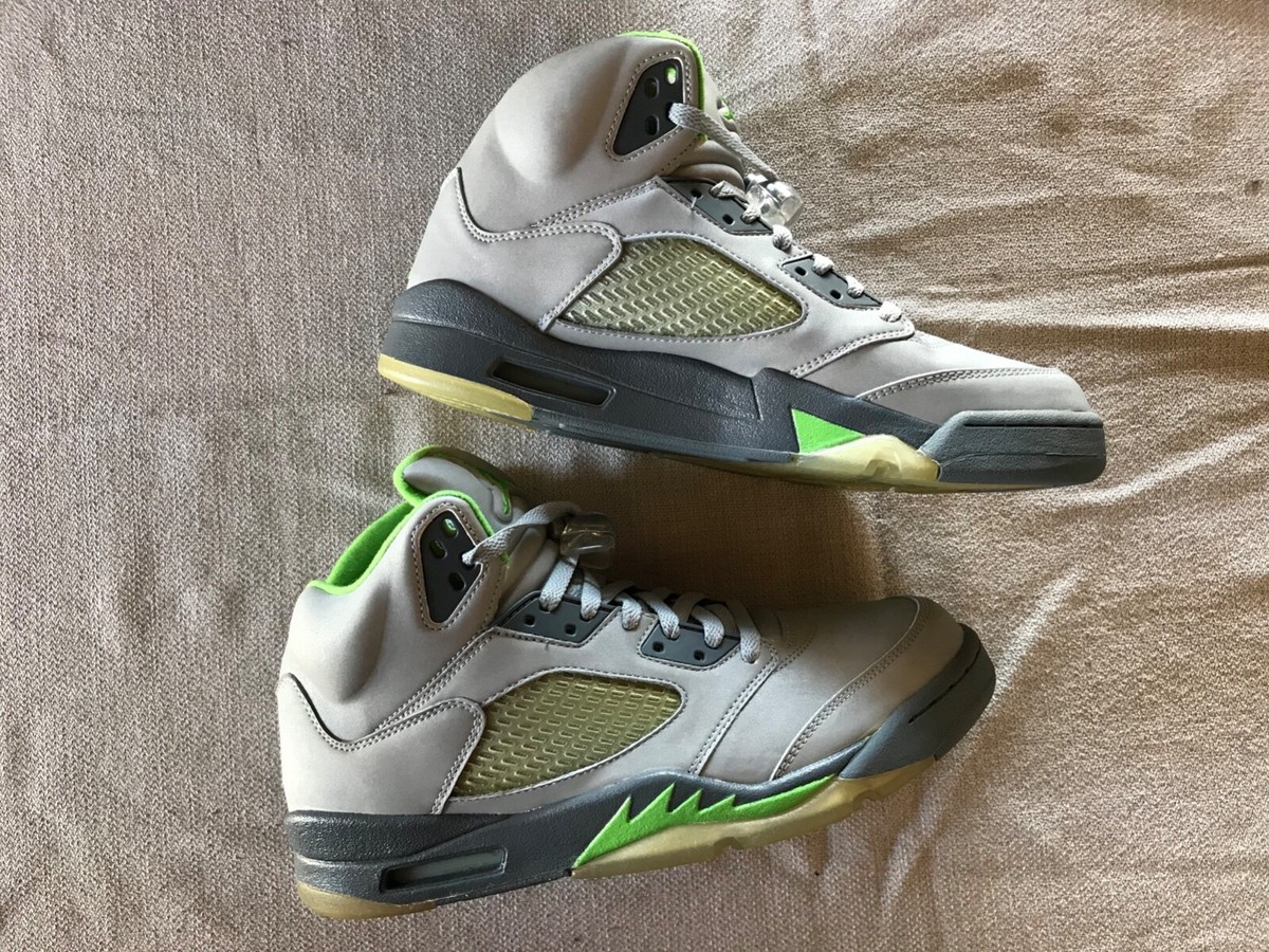NIKE AIR JORDAN 5 RETRO SILVER / GREEN BEAN 136027 031 SIZE 10 