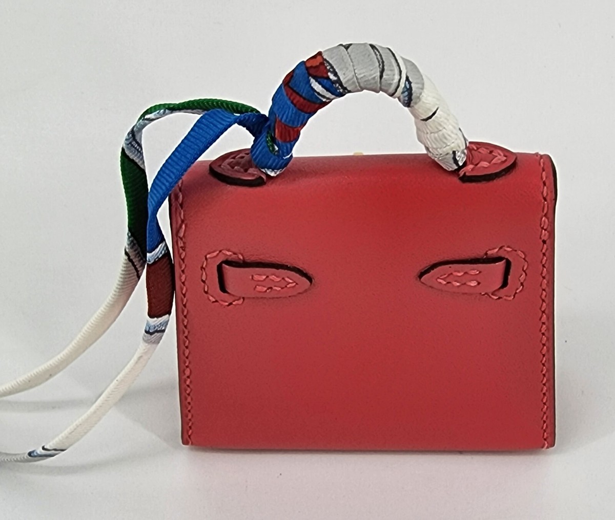 HERMES 2020 Micro Kelly Twilly Tadelakt Rose LeatherBag Charm