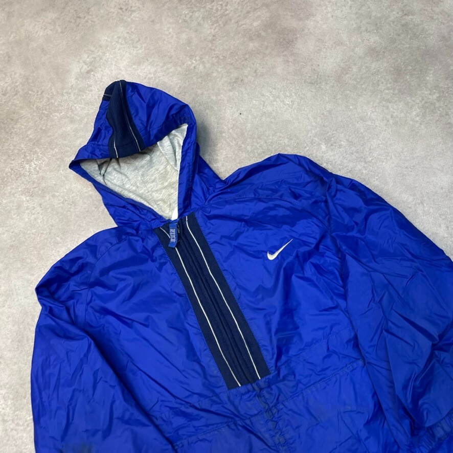 Nike Rain Jacket Kids 90s Small Swoosh Hiking Ski Coat, Navy, Large image 3