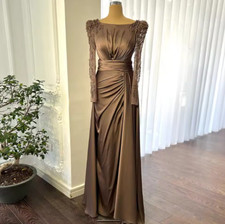 Lilac Mother of the Bride Groom Dresses Long Sleeves Beaded Luxury Prom Dress