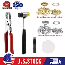 1/2 Inch Grommet Tool Kit, Hammer, Punch Pliers with 200 Set eyelets & washers
