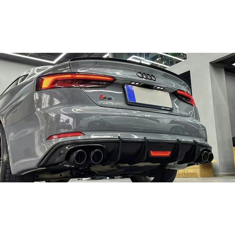 Heckdiffusor für Audi A5 B9 Sline S5 2016-2019 Stoßstange Spoiler Carbon Stil - Bild 4 von 4