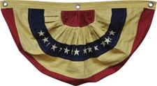 Patriotic Primitive Rustic Tea Stain Style Stars  Stripes Bunting 30" Wide