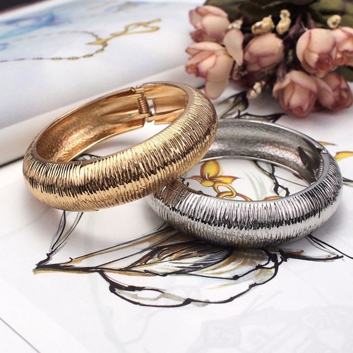 Rough Surface Metal Bangles Bracelet - Women Fashion Charm Cuff Bracelets 1pc - Bild 6 von 11