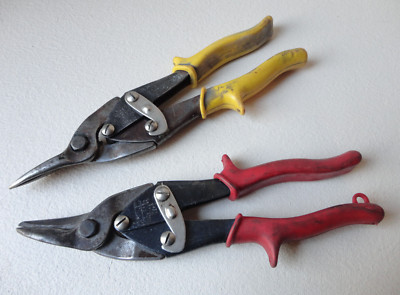 2 x USED Vintage STANLEY USA *Straight & *Left Cut Aviation Tin Snips Or Shears
