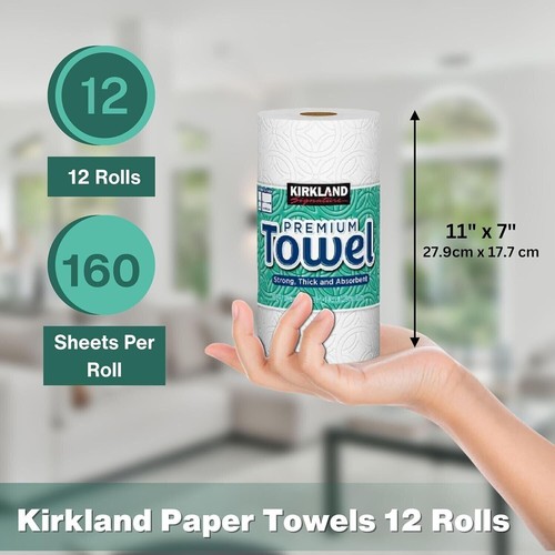 Kirkland Signature Paper Towels, 2-Ply, 12 Rolls, 160 Sheets Each, 1026 sq ft - Picture 5 of 12