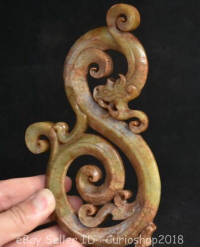 6,6 Zoll alter chinesischer Hongshan Kultur Hetian Jade geschnitzter Drachen Tier Anhänger - Bild 3 von 6