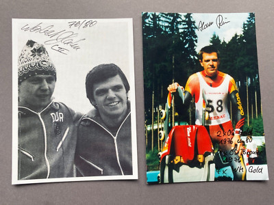 HANS RINN & HAHN 2x Olympiasieger 1976/80 Rodeln signed 2 Fotos 10x14 Autogramm