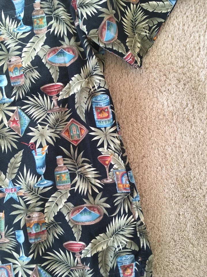 Campia Moda Beer Mixed Drinks Palm Leaves Beach Vacation Shirt Men's M EUC - Image 4 of 4