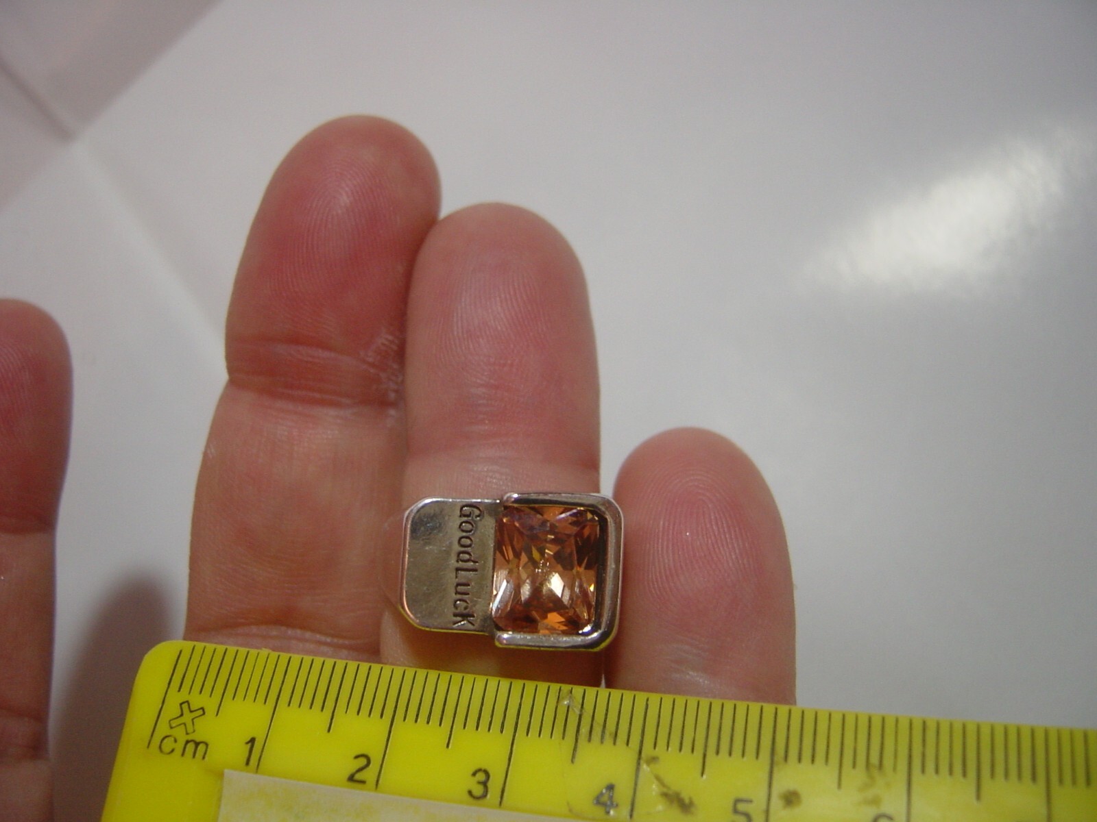 vintage Solid Silver Ring -GOOD LUCK Sparkling Cu… - image 11