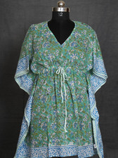 Indian Block Printed Cotton Kaftan Floral Print Beach Wear Dress Gift For Her.