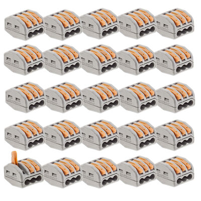 Terminal Block 3 Pole Wire 25x Lever Lock Reusable Electrical Connector Clip