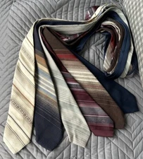 Vintage Richman Brothers Tie Necktie Set of 6 Blue Brown Red Diagonal