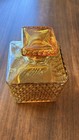 Amber Pressed Glass Square Bottle with Stopper — photo 2