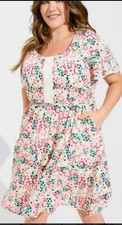 Torrid Mini Swiss Dot Tunic Center Pleat Short Sleeve Dress Plus Size 3X New