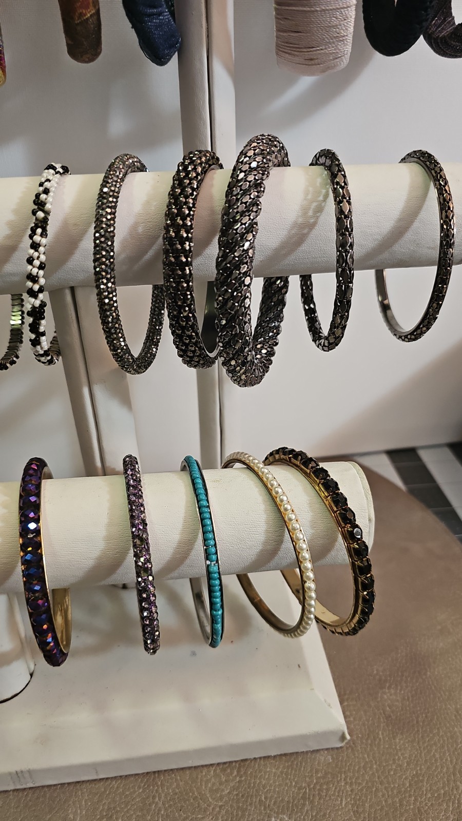 26 Wrapped Solid Metal Bangles - Beads. Wire Mesh… - image 4