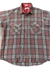 Vintage Flannel SEARS ROEBUCK  CO. Check Print Patch Pocket Wool Work Shirt L