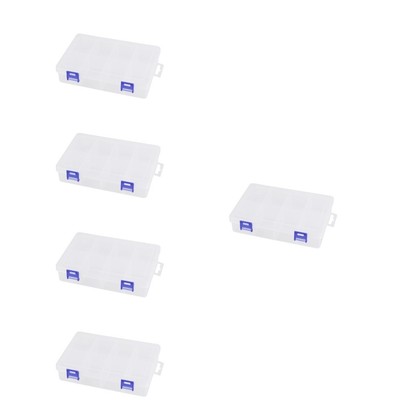  5pcs 8 Gitter transparente Plastiklagerbox Tragbare Medizinorganisatorhalter