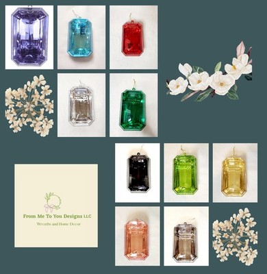 8in Rectangle Gem  Ornament, Jewel Ornaments, Christmas  Ornaments, Acrylic