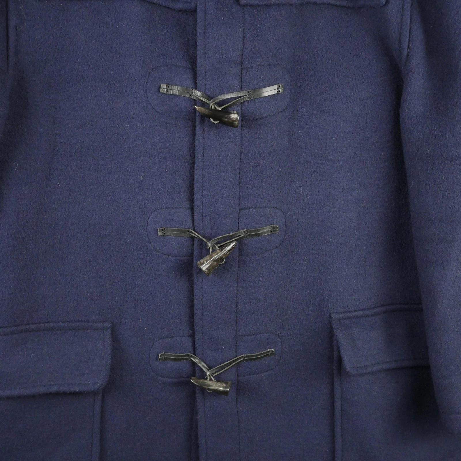 Gloverall Coat Mens 42 Blue Wool Original Duffle Toggle Plaid Lined England - product detail image 2