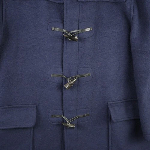 Gloverall Coat Mens 42 Blue Wool Original Duffle Toggle Plaid Lined England image 2