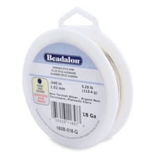 Beadalon German Style Wrapping Wire, Round, Silver Plated, 18 Gauge, 49 ft
