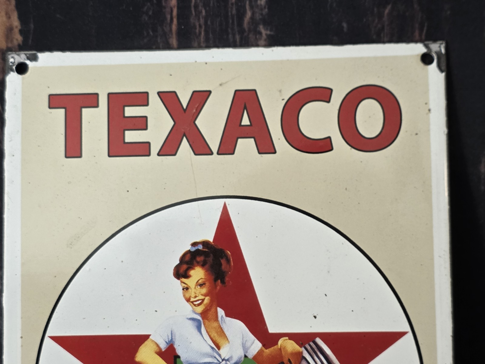 VINTAGE 1950'S TEXACO MOTOR OIL PORCELAIN GAS STATION PUMP SIGN 12"x8 ...