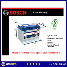 EFB Battery fits NISSAN SENTRA B17 1.6 2014 on Stop Start Bosch 068 EFB 760A New