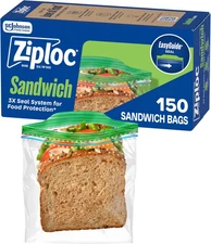 Sandwich and Snack Bags, Easy Open and Close, Plastic Food Storage Bags, 150 Bag