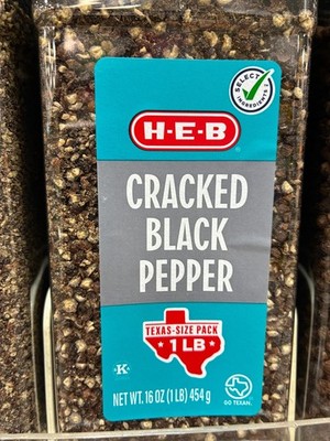 H E B Texas Originals Cracked Black Pepper Spice Bbq 1lb Size 16oz HEB