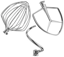 Stainless Steel Stand Mixer Attachments 3-Piece (7QT Flat Beater, 7QT Dough H...