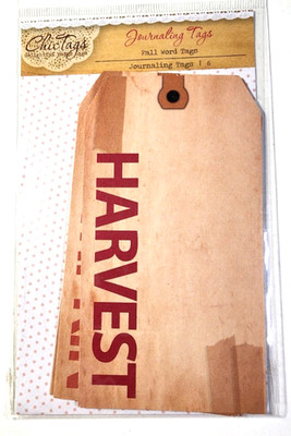 Fall Word Tags 6 ea Harvest Pumpkin Autumn thankful Leaves Family Chic Tags