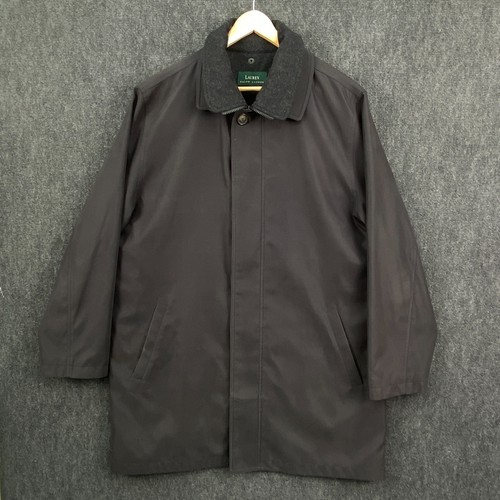 Lauren Ralph Lauren Mens Size 42R Full Zip Trench Jacket Black Quilted Lined