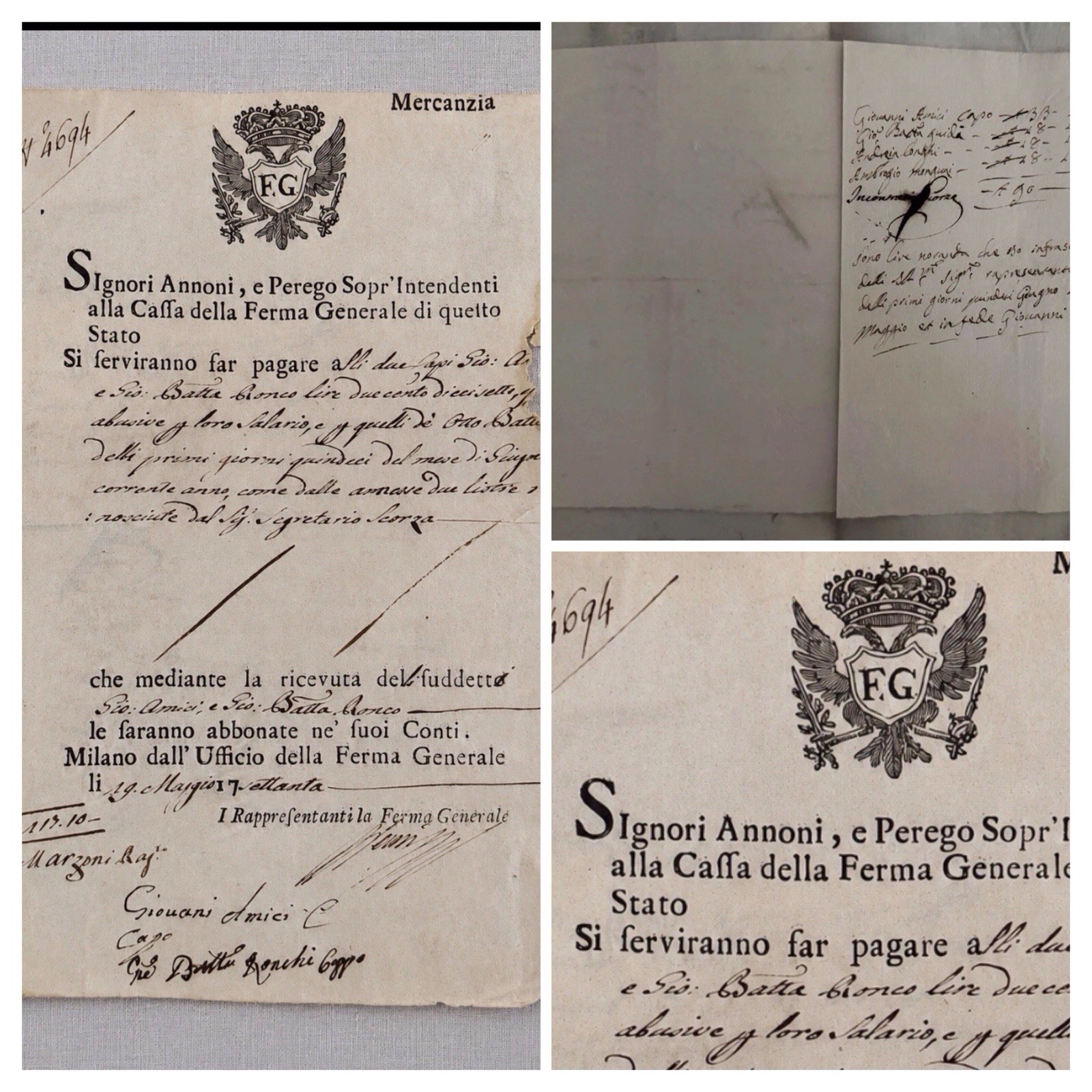 Beige Script Paper 1770 Empress Maria Theresa Austrian Lombardy Milan Imperial Tax Decree ...